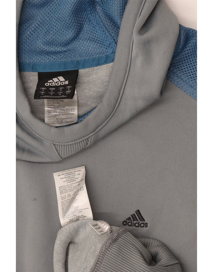 Adidas Hombre Sudadera Con Capucha Jersey Pequeño Gris Colorblock Poliéster