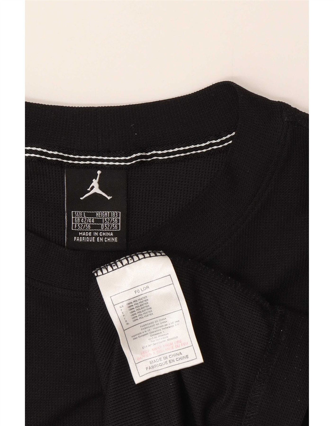 Jordan Mens Graphic Top Manga Larga UK 42/44 Grande Negro Poliéster