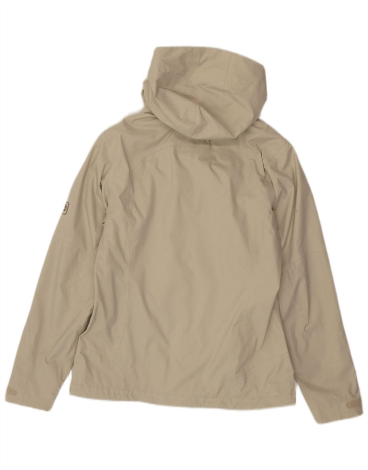 Jack Wolfskin Chaqueta impermeable con capucha para mujer UK 8/10 Small Beige Poliamida