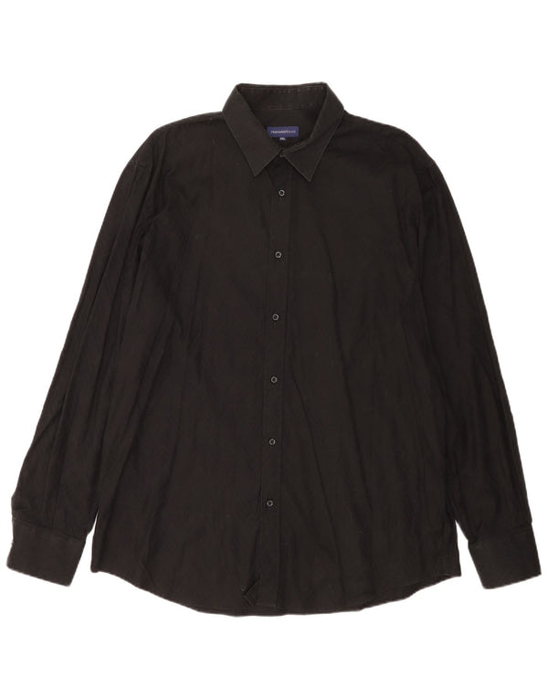 Camisa Hombre Trussardi Jeans XL Algodón Chevron Negro
