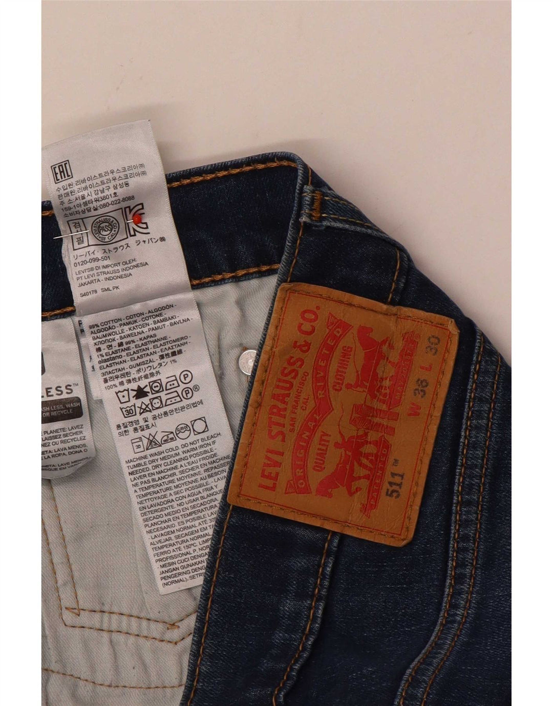Levi's Hombre 511 Slim Jeans W36 L30 Algodón Azul
