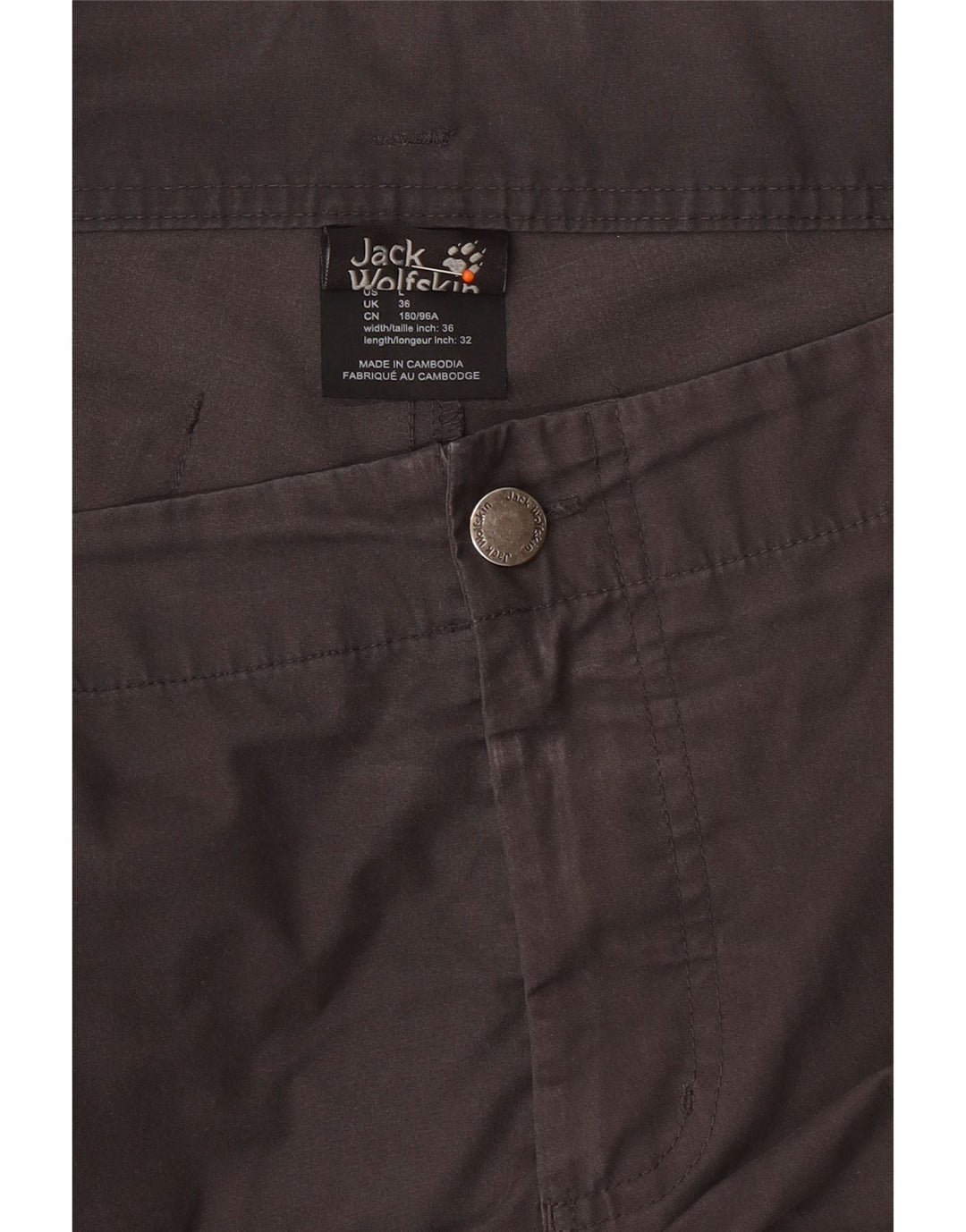 JACK WOLFSKIN Pantalón cargo recto para hombre W36 L32 Algodón gris