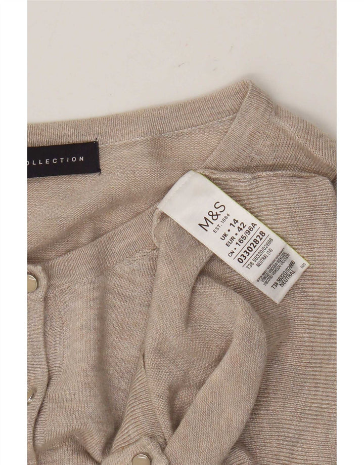 Marks & Spencer Suéter tipo cárdigan para mujer UK 40 Viscosa moteada beige mediana