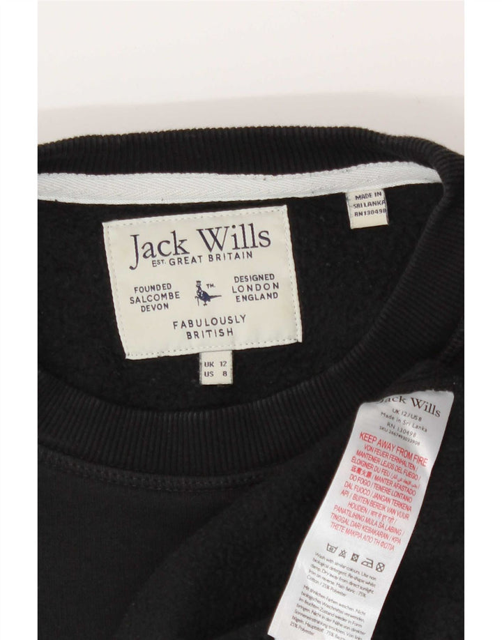Jack Wills Sudadera de gran tamaño con gráfico para mujer, talla 44, talla M, color negro