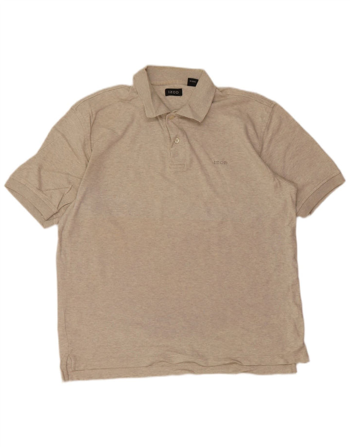 IZOD Polo para hombre de algodón moteado gris medio