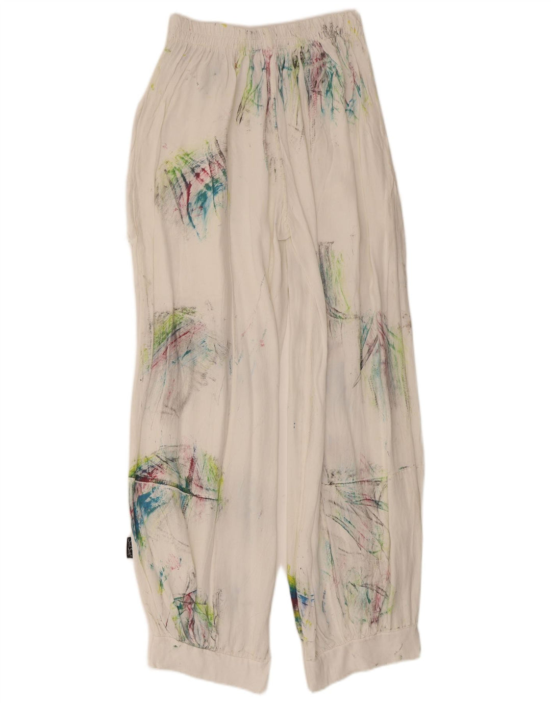 Vintage mujer Harem pantalones medianos W28 L29 blanco tie tinte viscosa