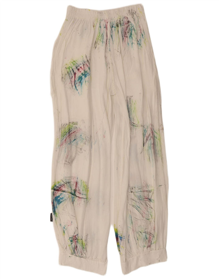 Vintage mujer Harem pantalones medianos W28 L29 blanco tie tinte viscosa
