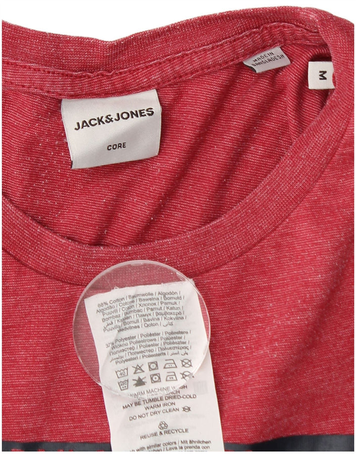 Jack & Jones Hombre Camiseta Gráfica Top Medium Rojo De Algodón Moteado