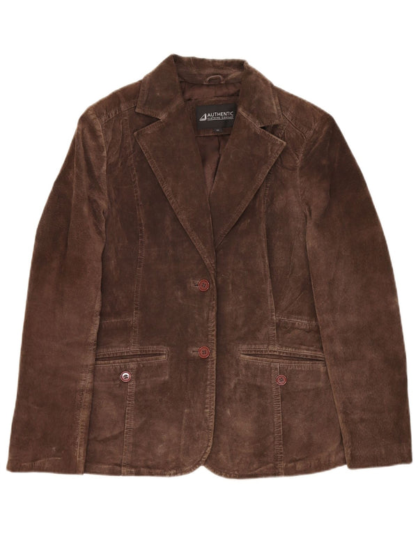 Auténtica chaqueta blazer de ante con 2 botones para mujer IT 40 Small Brown Leather