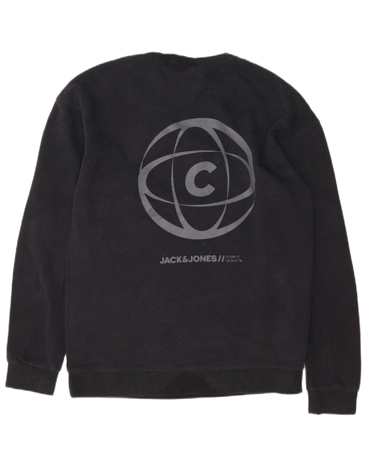 JACK & JONES Hombre Core Graphic Sudadera Jumper Large Negro Algodón
