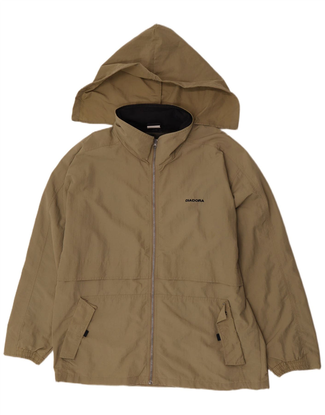 Diadora Chaqueta impermeable con capucha para hombre UK 40 Large Caqui Poliamida