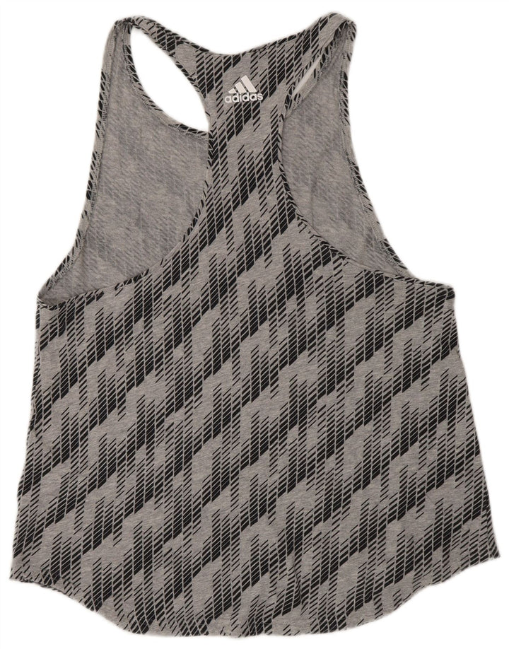 Adidas Mujer Gráfico Chaleco Top UK 12 Gris Medio Geométrico