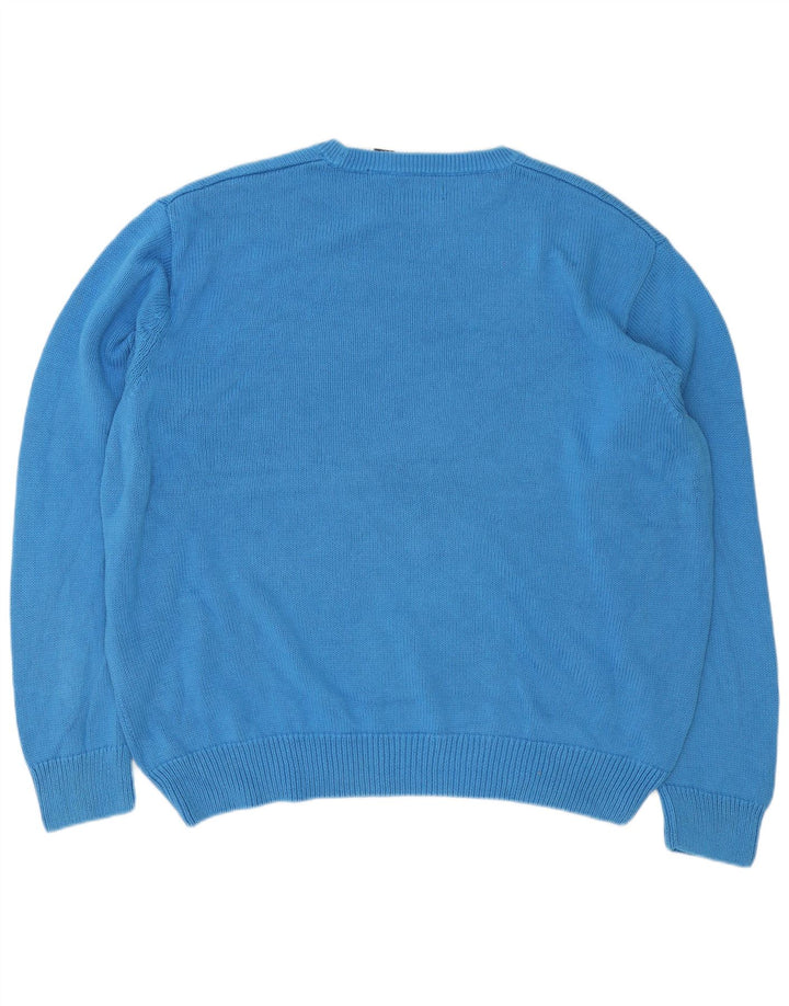 Chaps Jersey de cuello redondo para hombre, talla 2XL, algodón azul