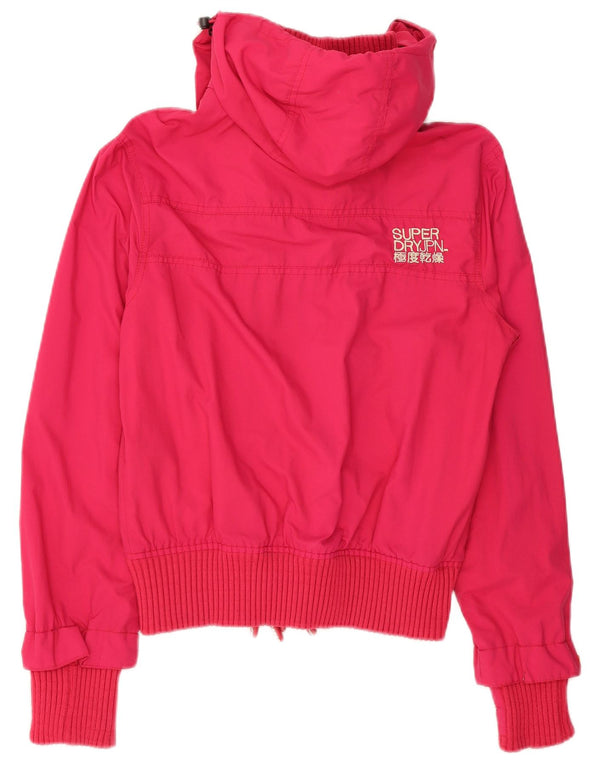 Superdry Chaqueta Cortavientos Con Capucha Y Estampado Para Mujer UK 46 Large Nylon Rosa