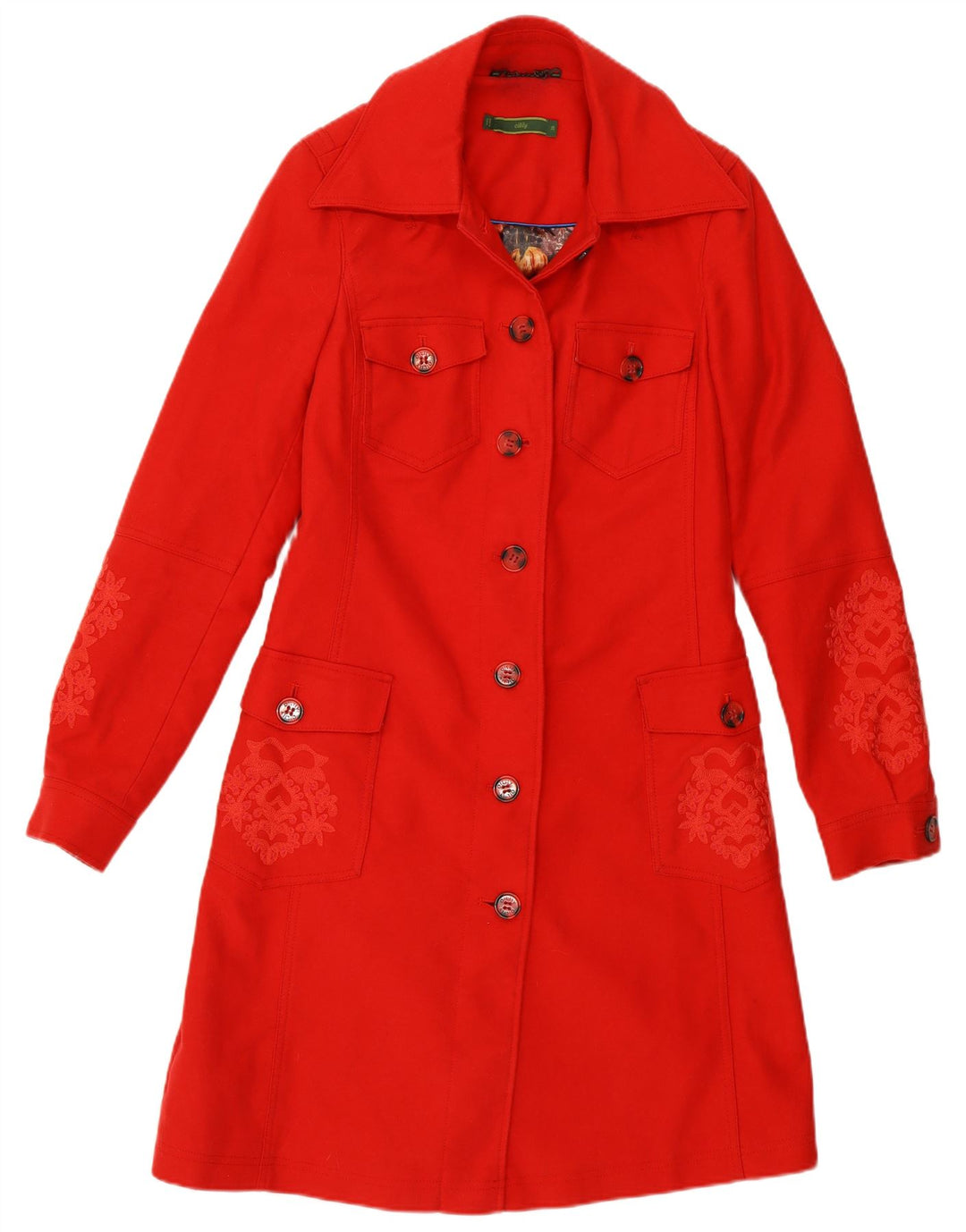 Abrigo Oilily para mujer con estampado de ajuste regular EU 36 Algodón de cachemira rojo pequeño