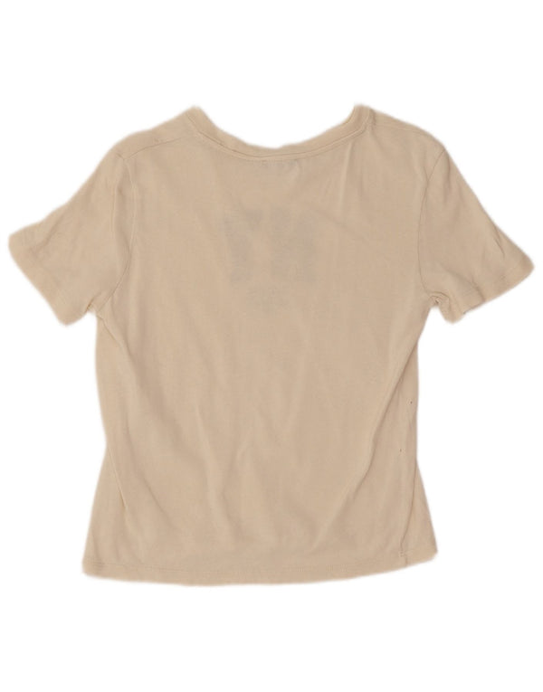 Zara Mujer Camiseta Gráfica Top UK 12 Medium Blanco