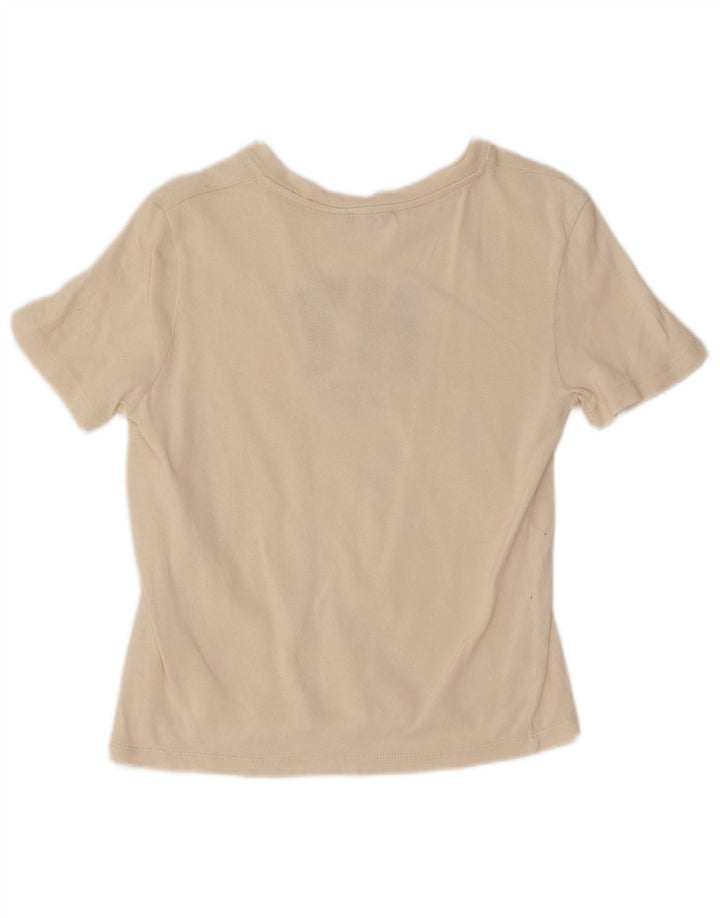 Zara Mujer Camiseta Gráfica Top UK 12 Medium Blanco