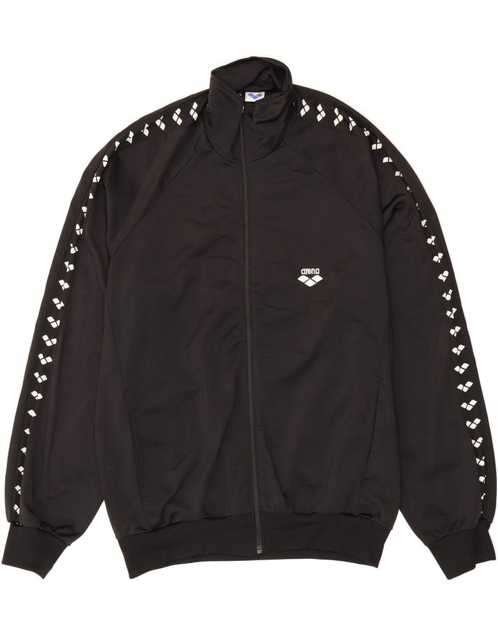 ARENA Mens Tracksuit Top Jacket Medium Black Polyester Vintage Arena and Second-Hand Arena from Messina Hembry 