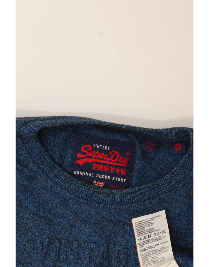 Superdry Hombre Top gráfico de manga larga de algodón moteado en azul pequeño