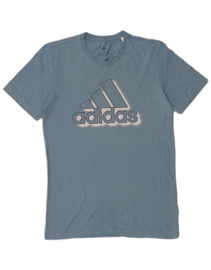 ADIDAS Mens Graphic T-Shirt Top Small Blue Cotton