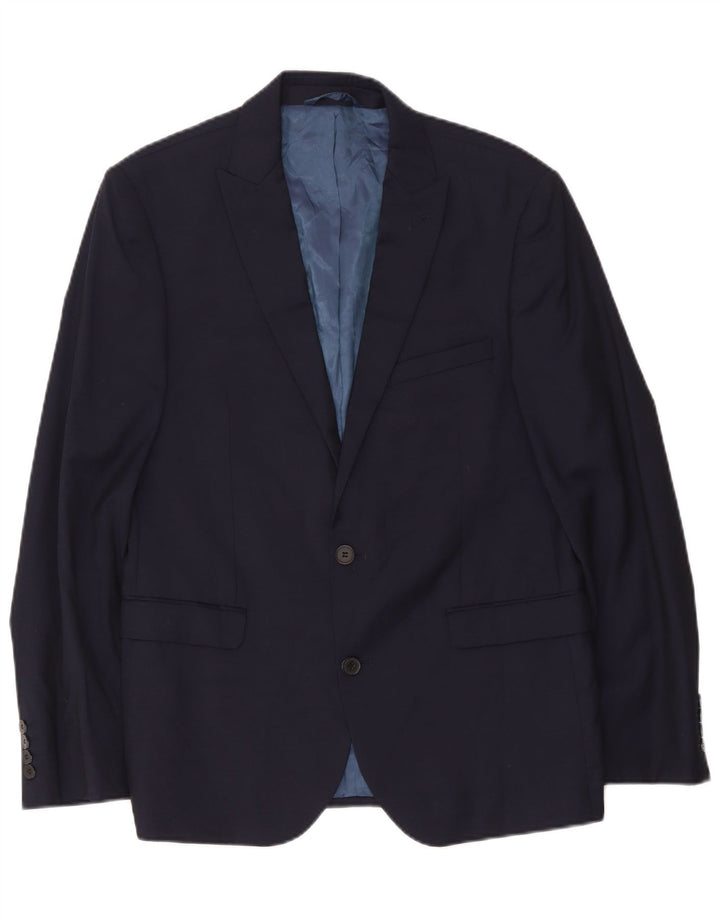 Dkny Chaqueta tipo blazer de 2 botones para hombre IT 52 XL Lana azul marino