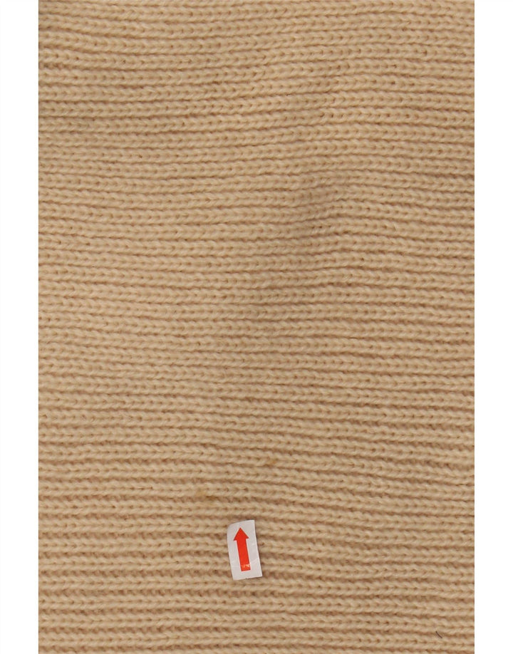 VINTAGE Mujer Roll Neck Jumper Suéter Reino Unido 12 Acrílico a rayas beige medio