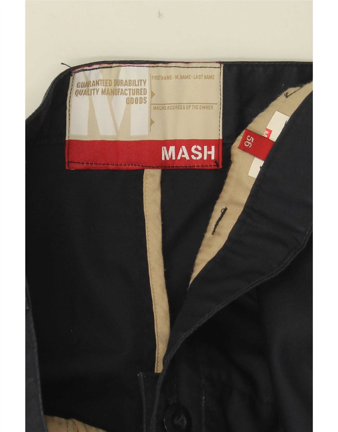 Mash Pantalón chino recto para hombre W38 L30 Azul marino