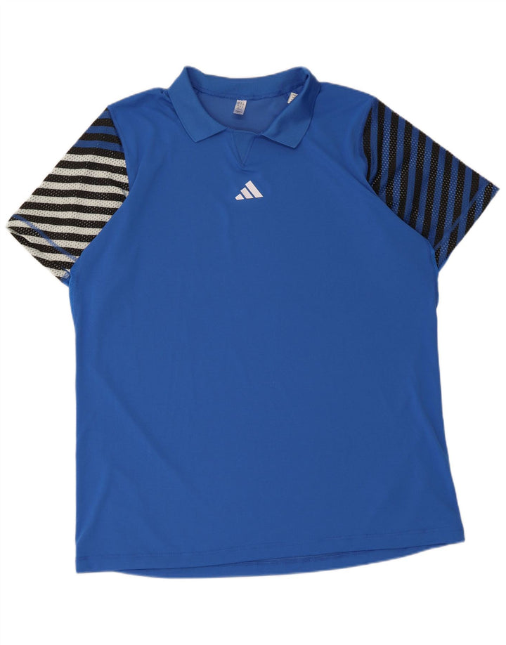 Adidas Polo Hombre 2XL Poliéster Rayas Azules