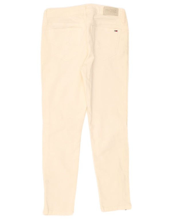 Tommy Hilfiger Jeans Ajustados Cortos Desgastados para Mujer W28 L25 Algodón Blanco Roto