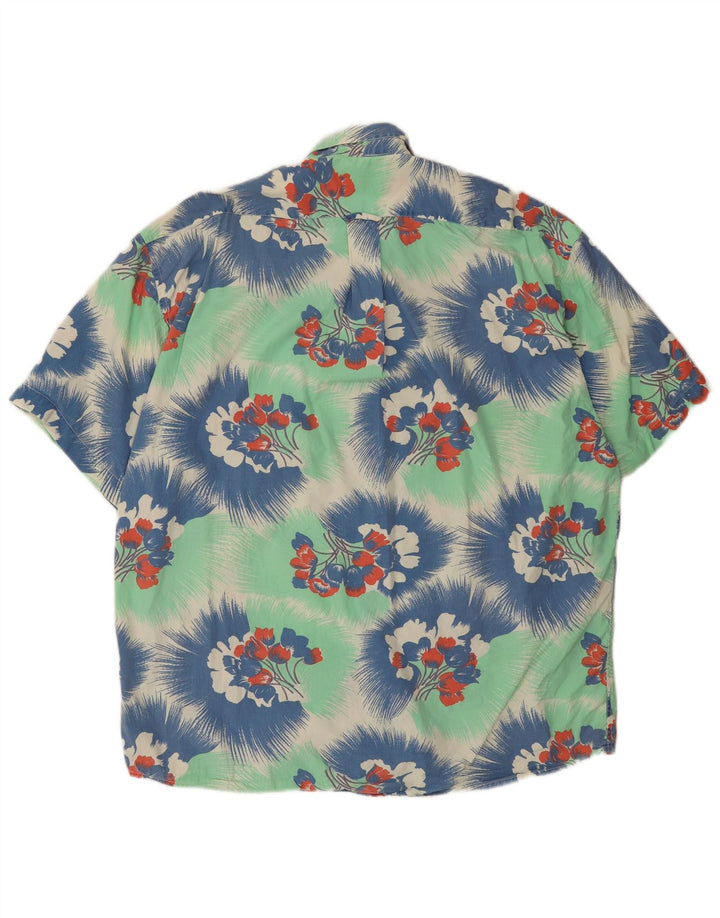 UNIFORM Camisa de manga corta para hombre XL Algodón floral verde