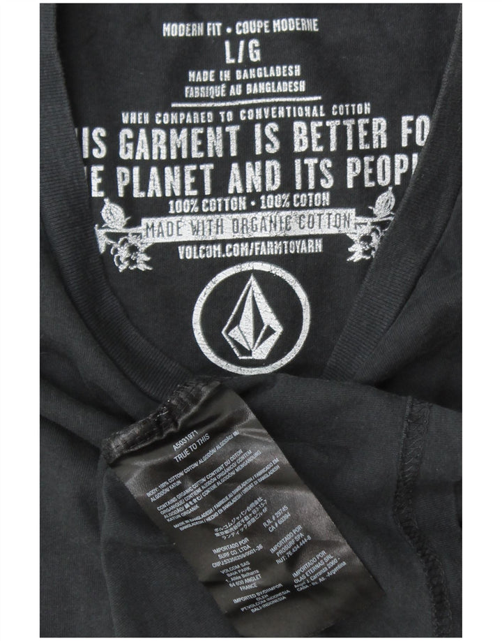 VOLCOM Camiseta gráfica de ajuste moderno para hombre, talla grande, algodón negro