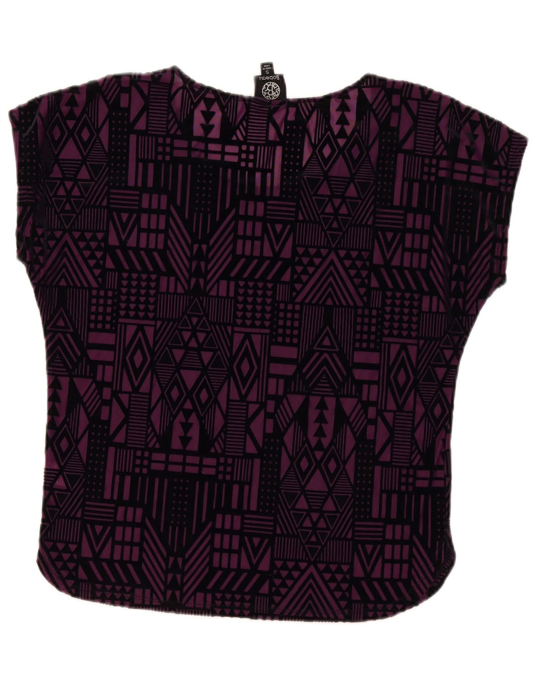 Bobedu Blusa para mujer Top UK 10 Pequeño Púrpura Geométrico Poliéster