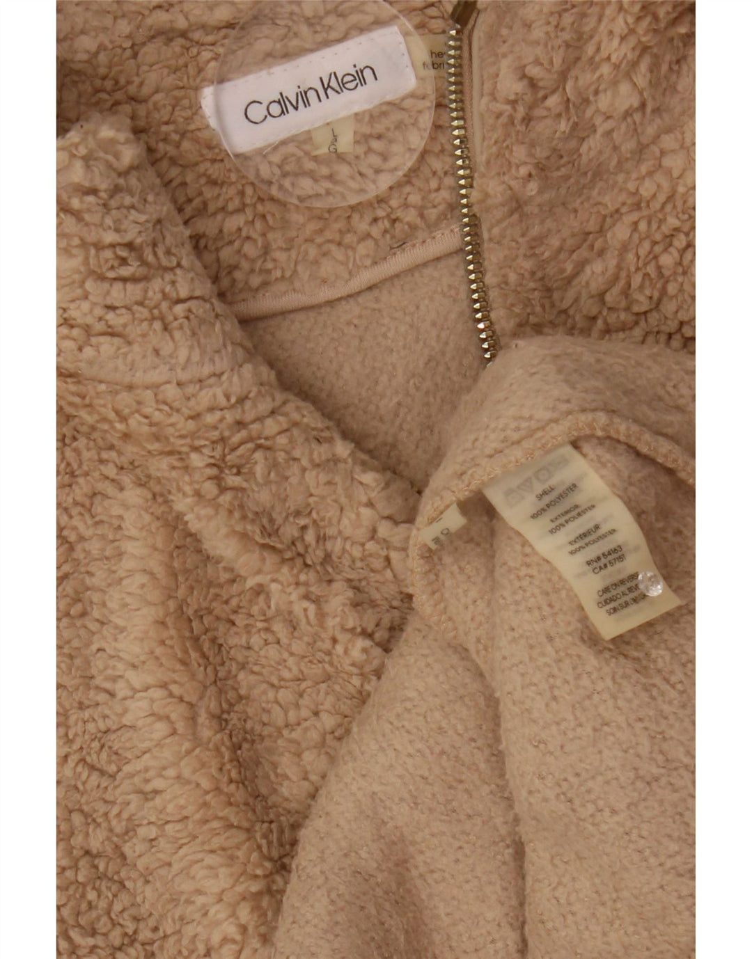 Calvin Klein Chaleco polar para mujer UK 46 Poliéster beige grande