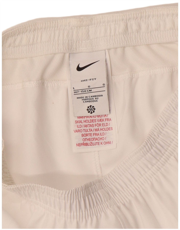 NIKE Pantalones cortos deportivos Dri Fit para niños 12-13 años Grande Poliéster blanco