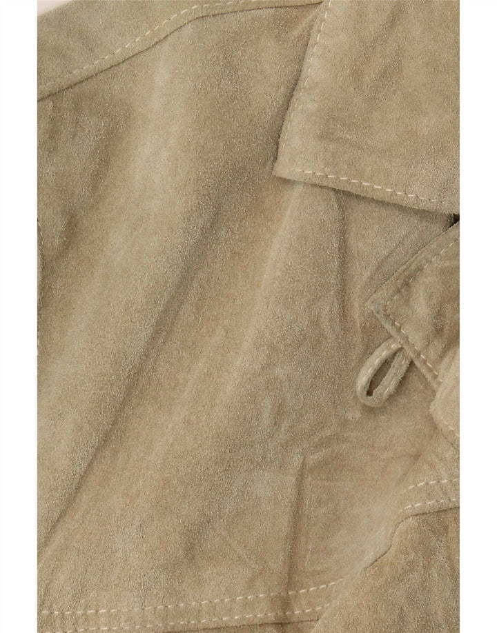Rossodisera Chaqueta de ante extragrande para mujer UK 44 Cuero beige medio