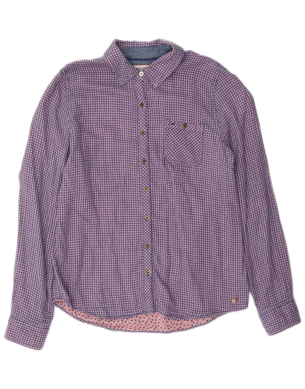 Tommy Hilfiger Camisa de franela para mujer UK 10 Small Blue Gingham Cotton