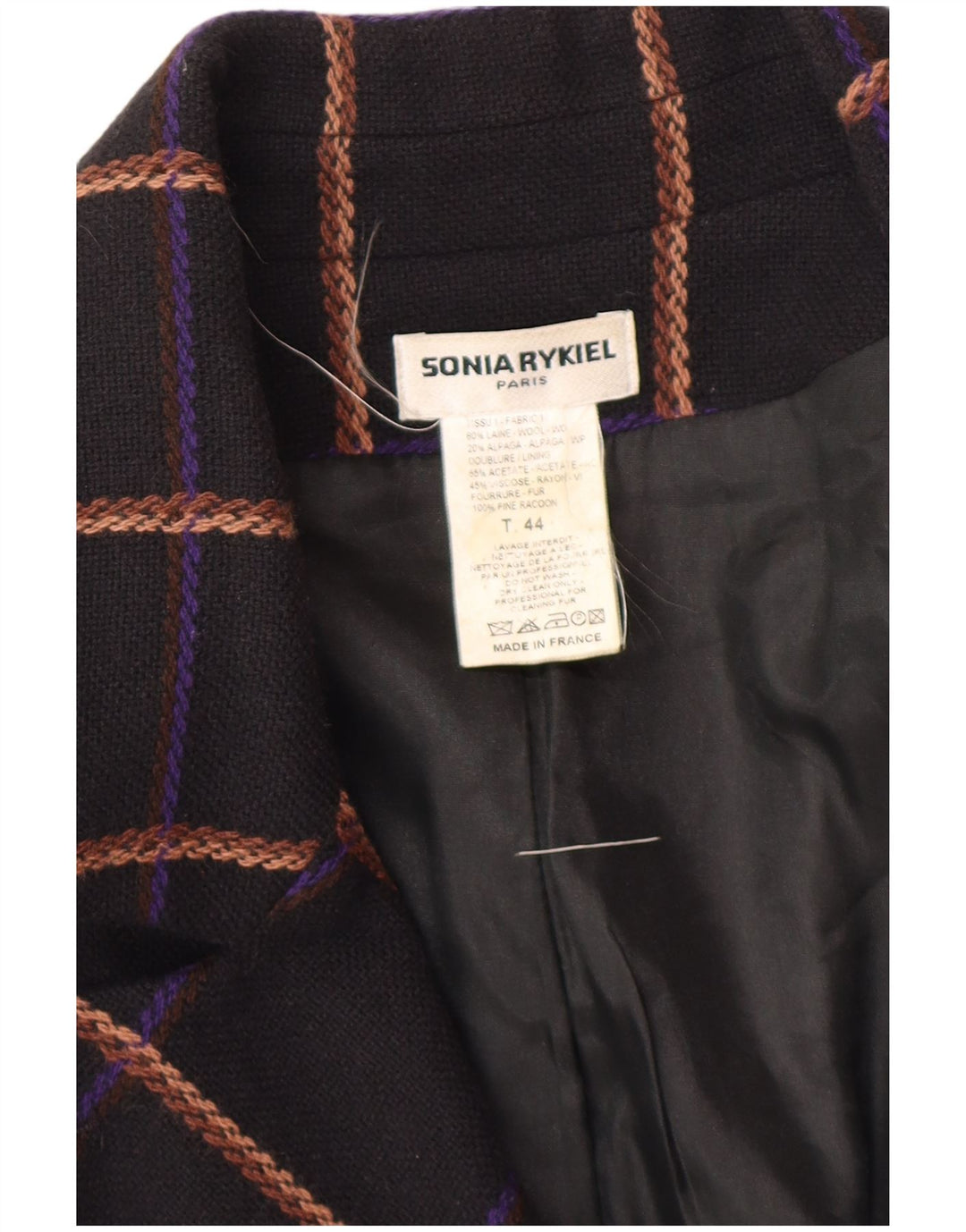 SONIA RYKIEL Chaqueta tipo blazer larga de 4 botones para mujer EU 44 XL Black Check