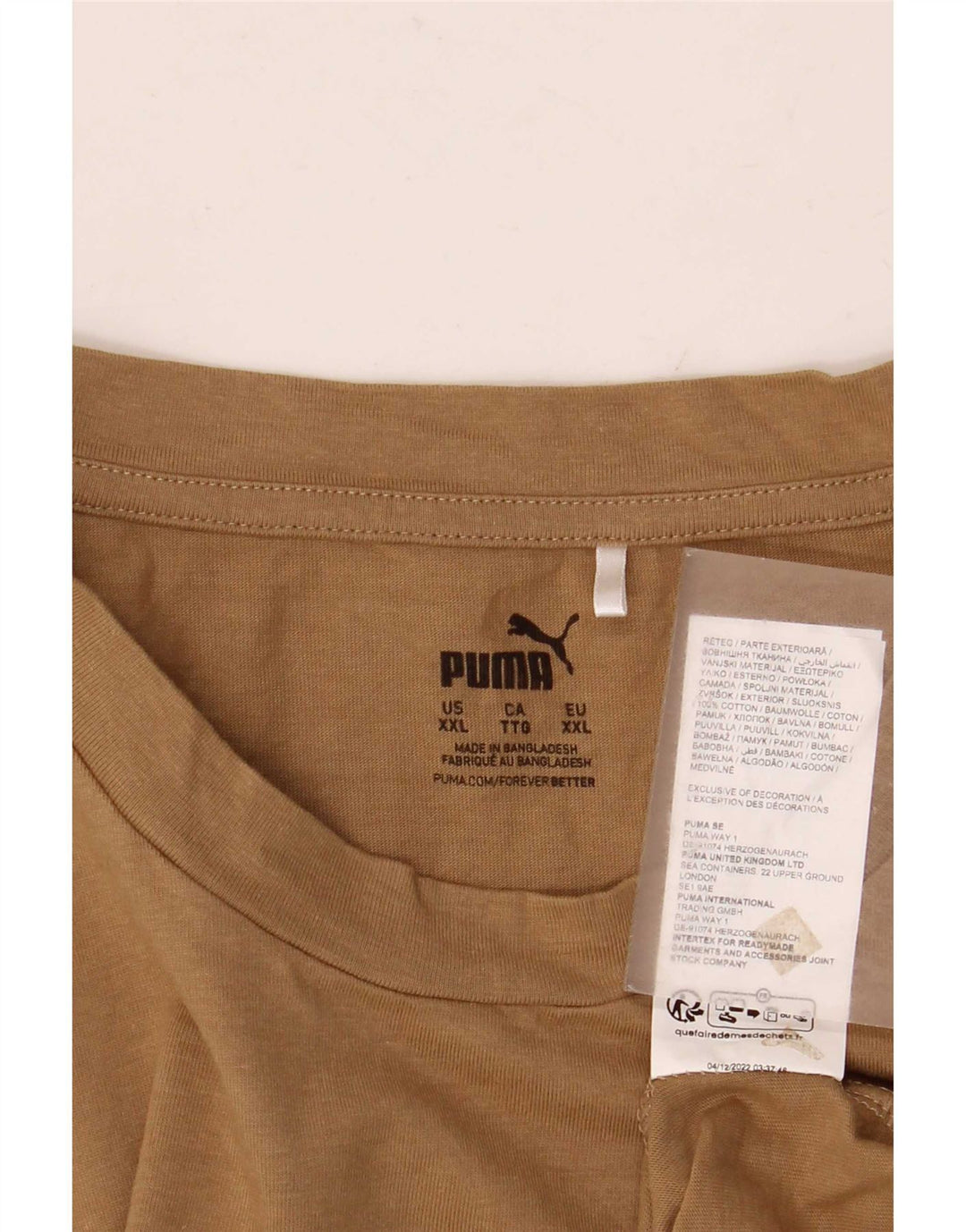 Camiseta Puma Hombre Top 2XL Algodón Beige