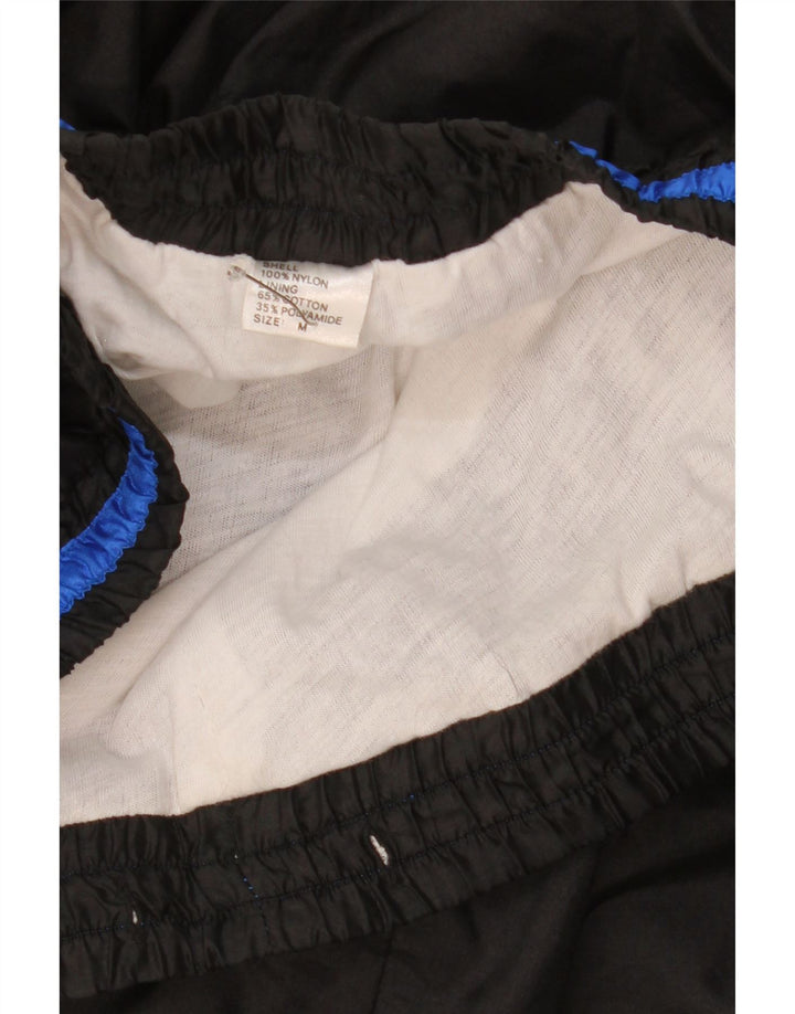 Vintage Hombre Chándal Pantalones Joggers Medio Negro Colorblock Nylon