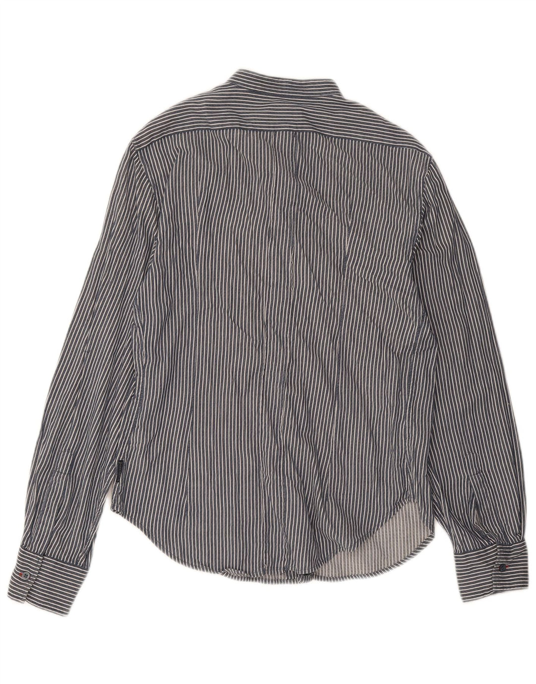 Camisa Armani Jeans Hombre Grande Azul Marino Rayas Algodón