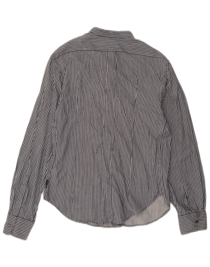 Camisa Armani Jeans Hombre Grande Azul Marino Rayas Algodón