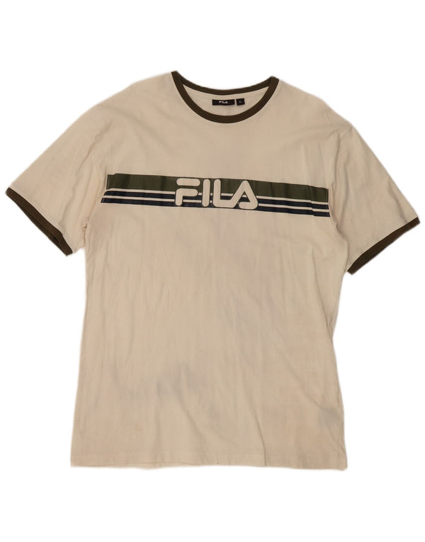 Fila Camiseta gráfica para hombre Top XL Beige Colorblock Algodón