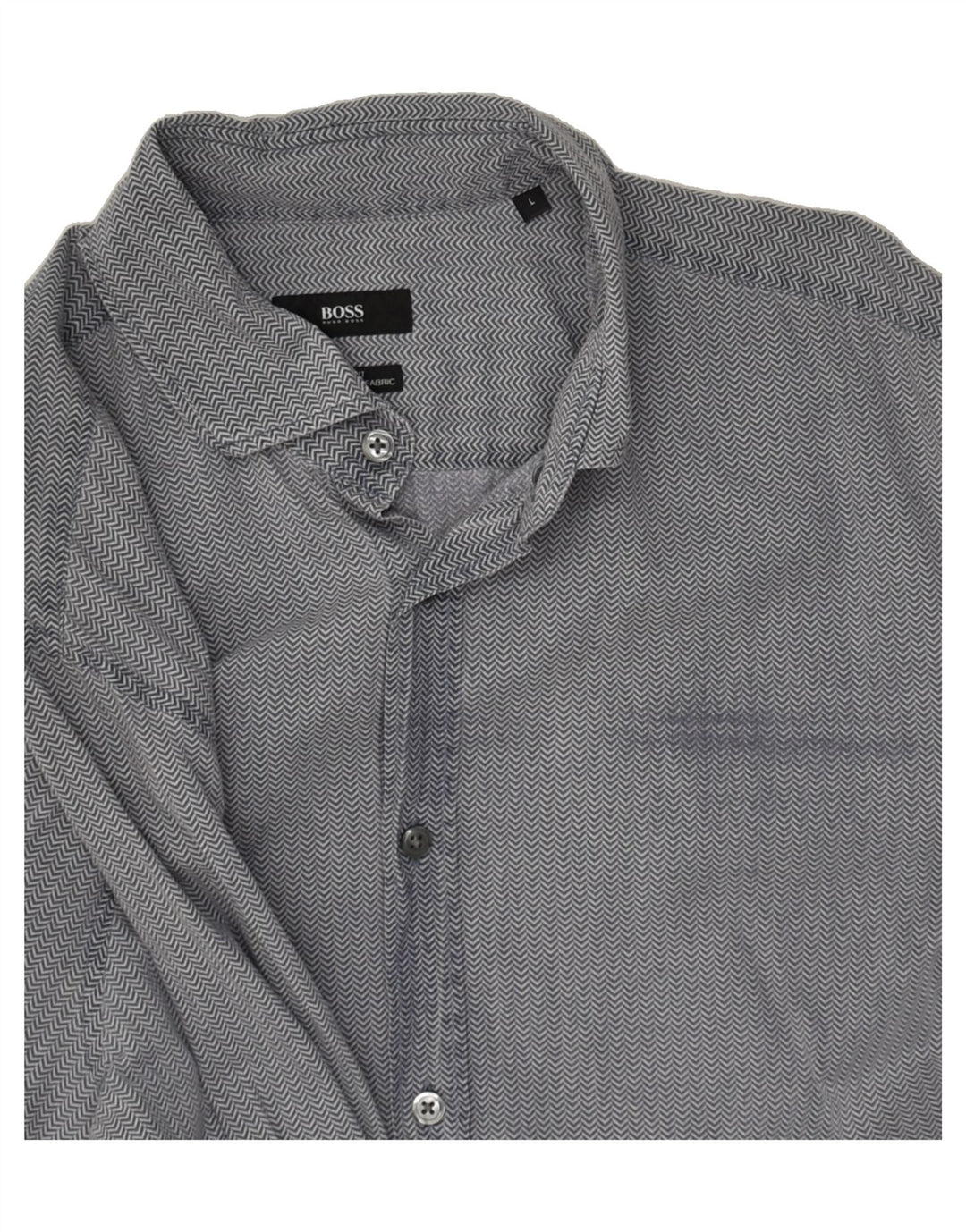 HUGO BOSS Mens Shirt Large Grey Chevron | Vintage Hugo Boss | Thrift | Second-Hand Hugo Boss | Used Clothing | Messina Hembry 