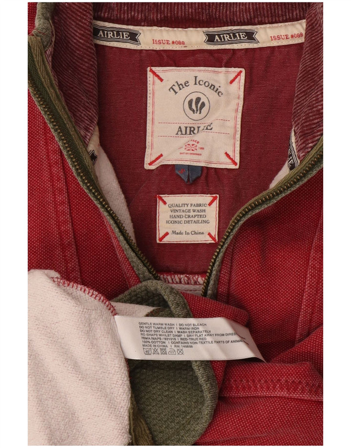 Sudadera con capucha y cuello con cremallera para hombre Fat Face Jersey pequeño de algodón rojo