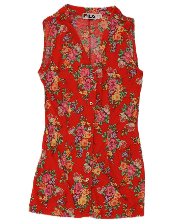 Fila Vestido camisero sin mangas para mujer IT 46 Large Naranja Floral