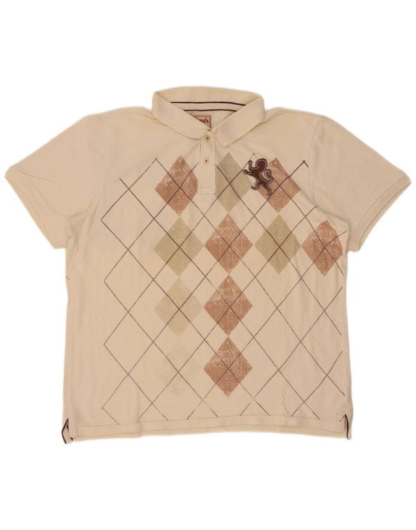 Kenvelo Polo para hombre 2XL Beige Argyle/Diamond Algodón
