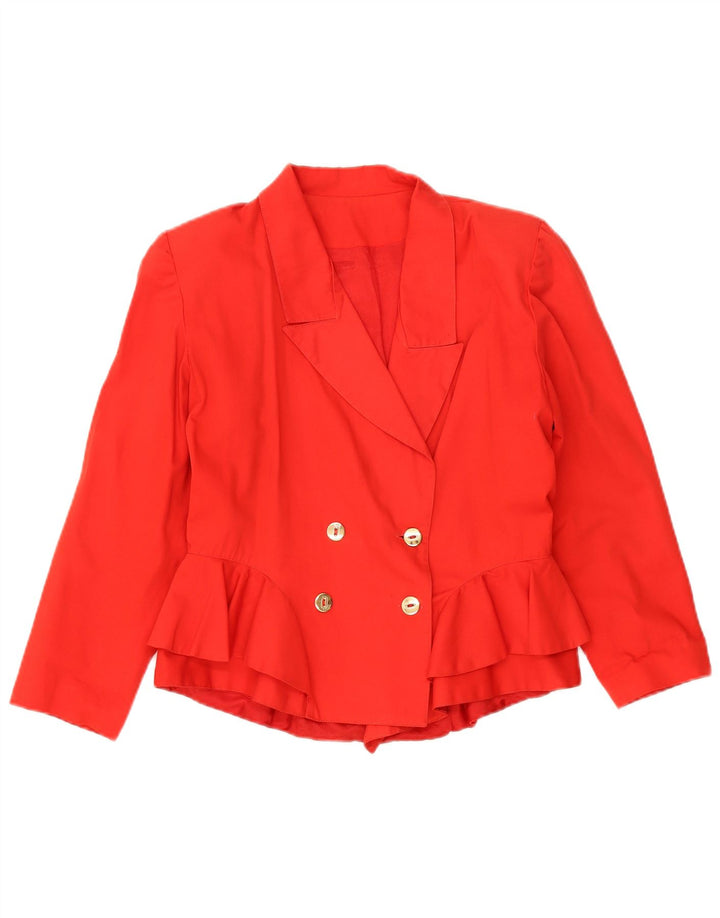 Vintage mujer doble pecho Blazer chaqueta Reino Unido 14 rojo medio