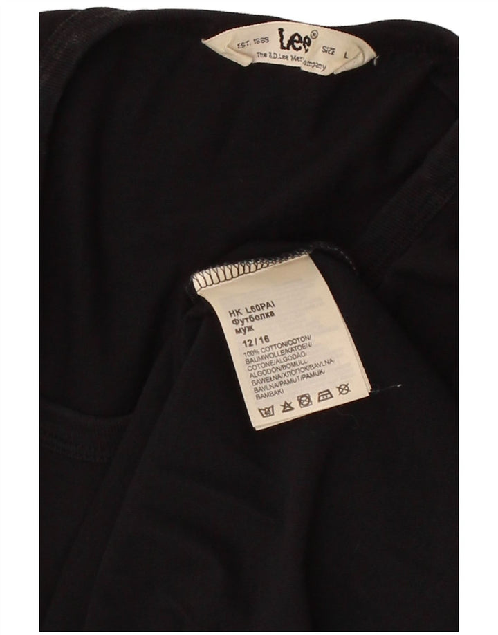 LEE Camiseta gráfica para hombre Top grande de algodón negro