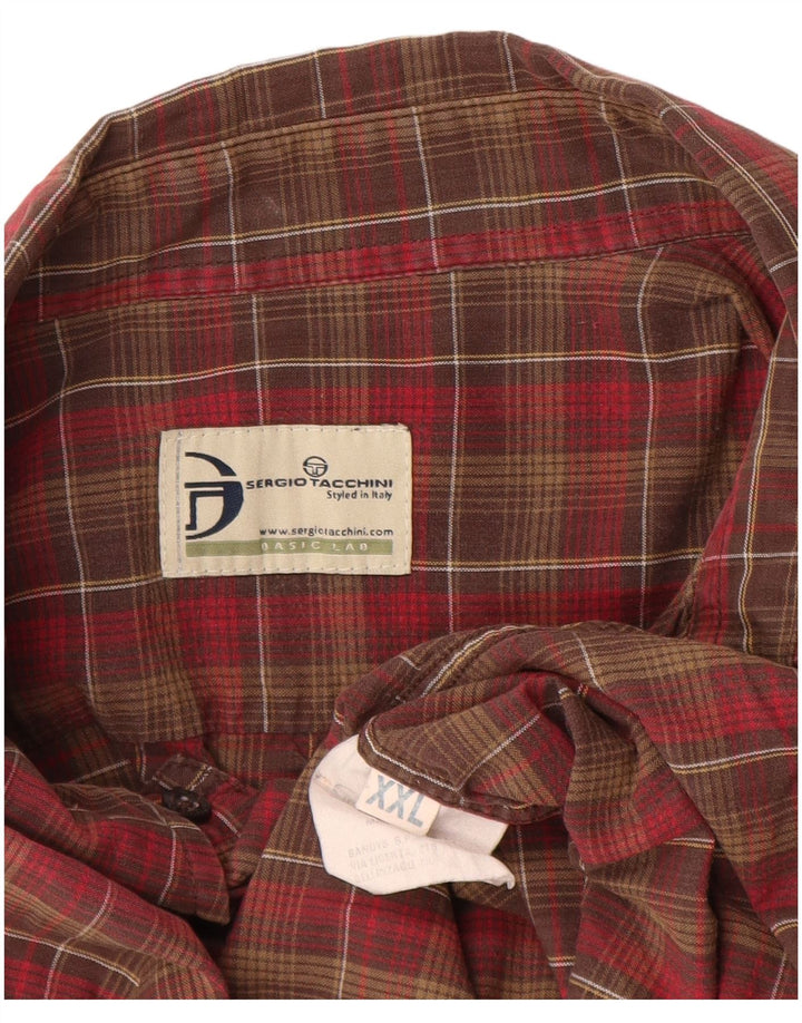 Sergio Tacchini Camisa Hombre 2XL Algodón Cuadros Marrón