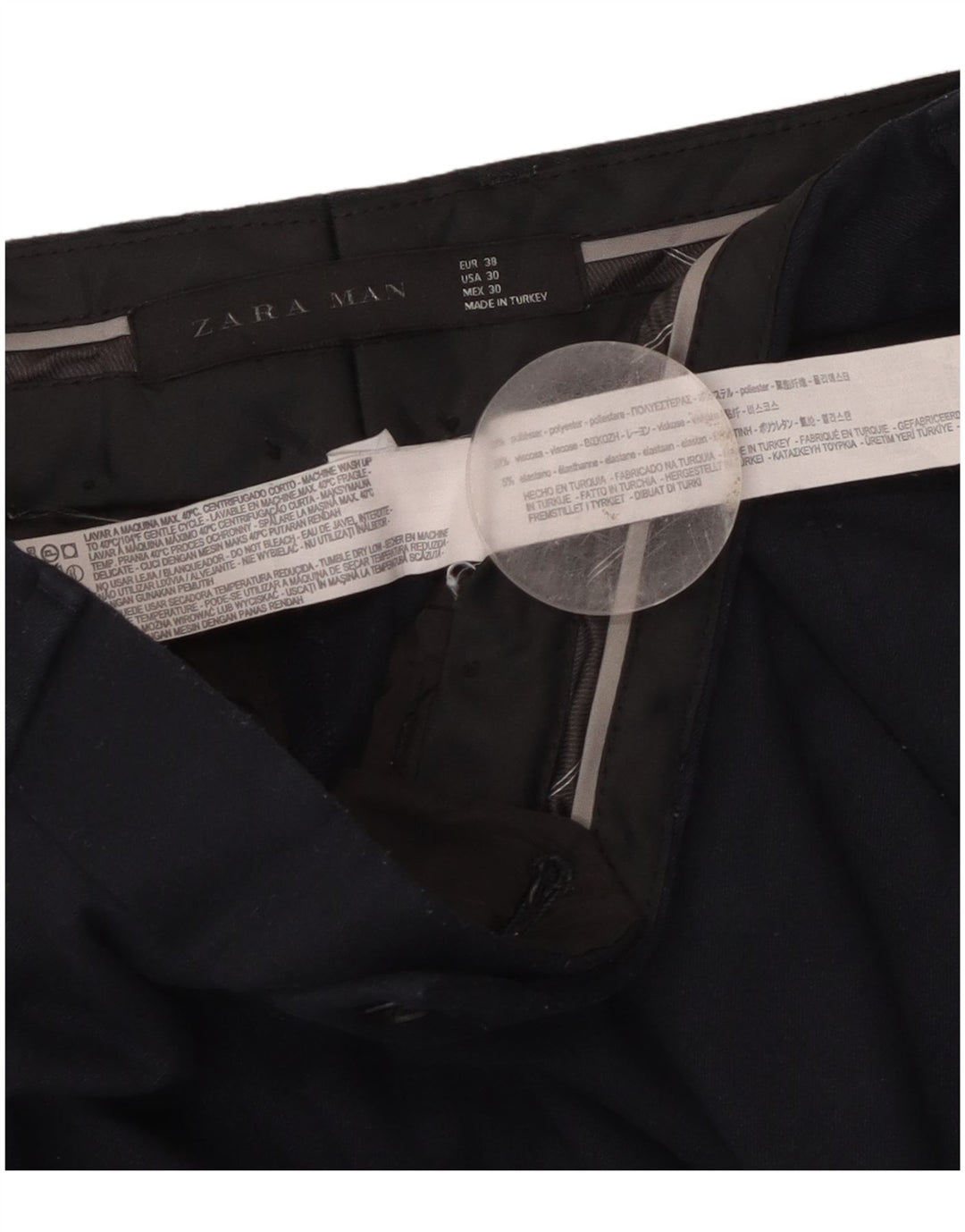 Zara Mens Pantalones Cortos EU 38 Small W30 L25 Azul Marino Poliéster